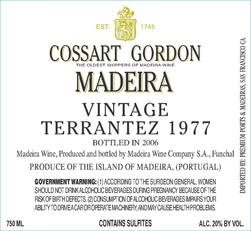 Madeira Terrantez Bottle