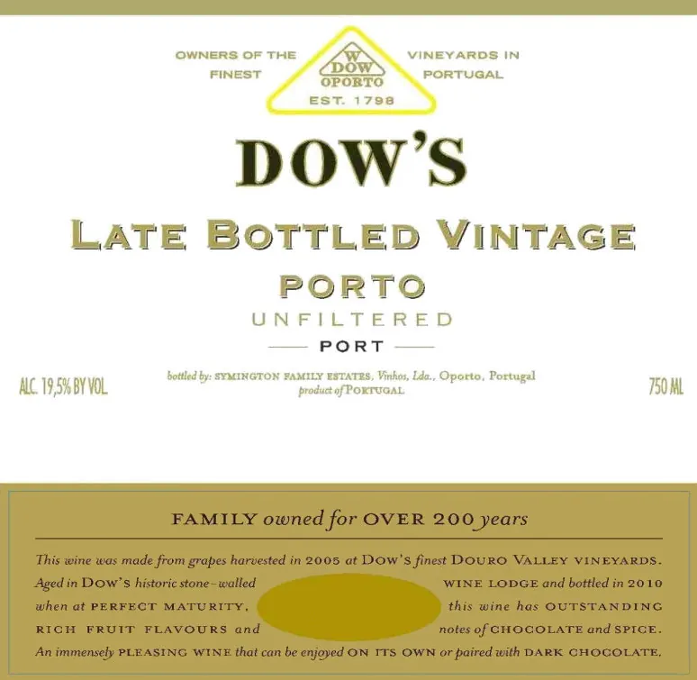Master Late Bottled Vintage Port Bottle