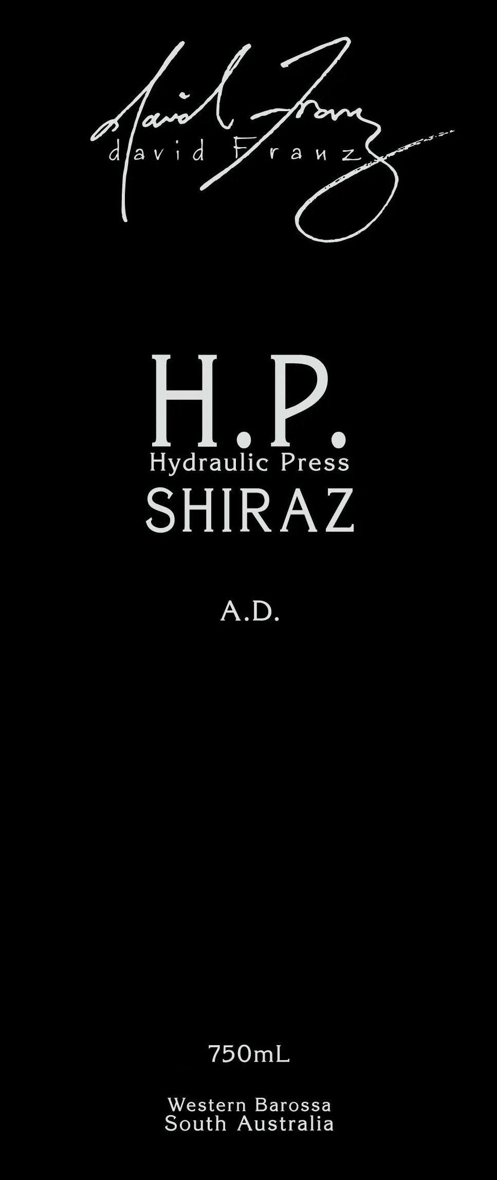 H.P. Hydraulic Press Shiraz Bottle