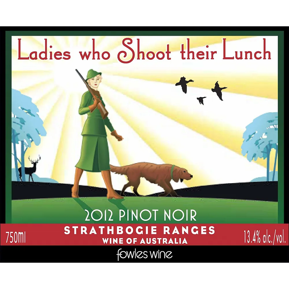 Ladies Who Shoot Their Lunch Pinot Noir Bottle