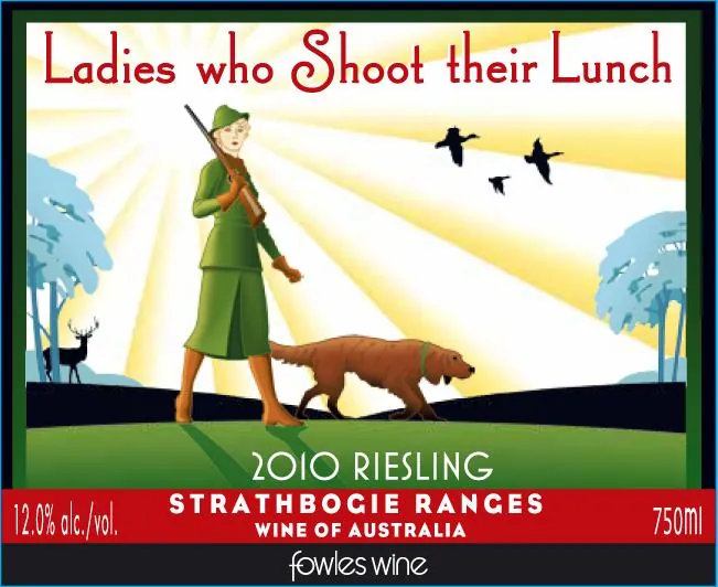 Ladies who Shoot their Lunch Riesling Bottle