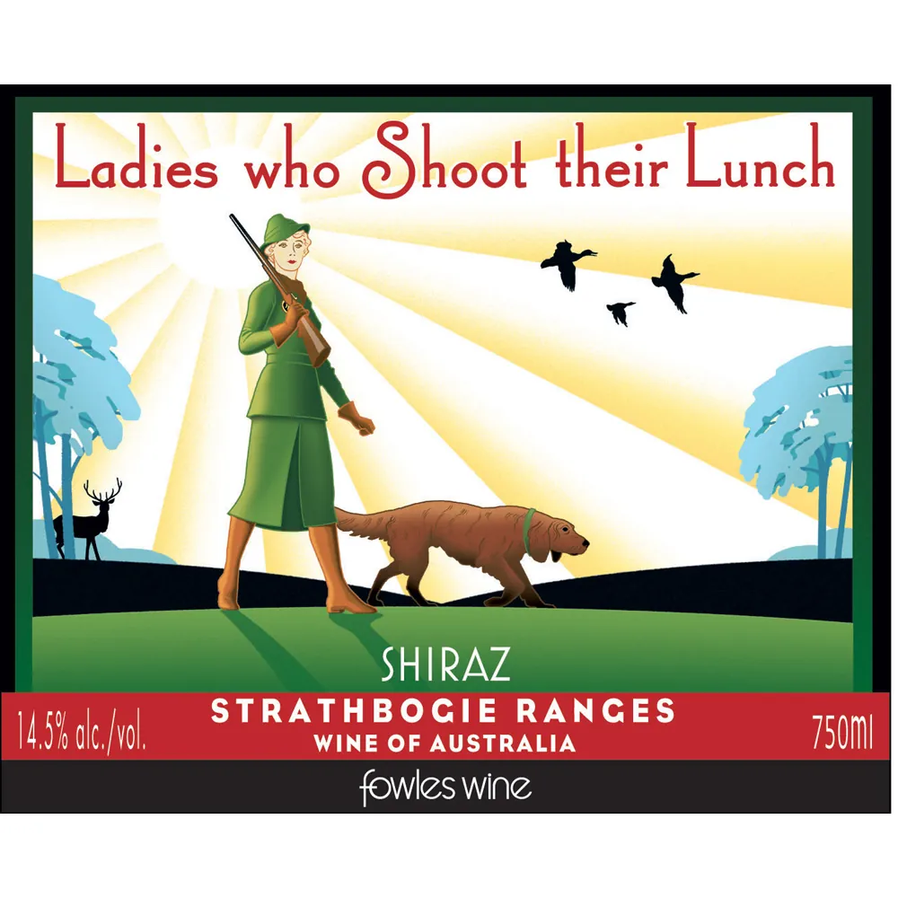 Ladies Who Shoot Their Lunch Shiraz Bottle