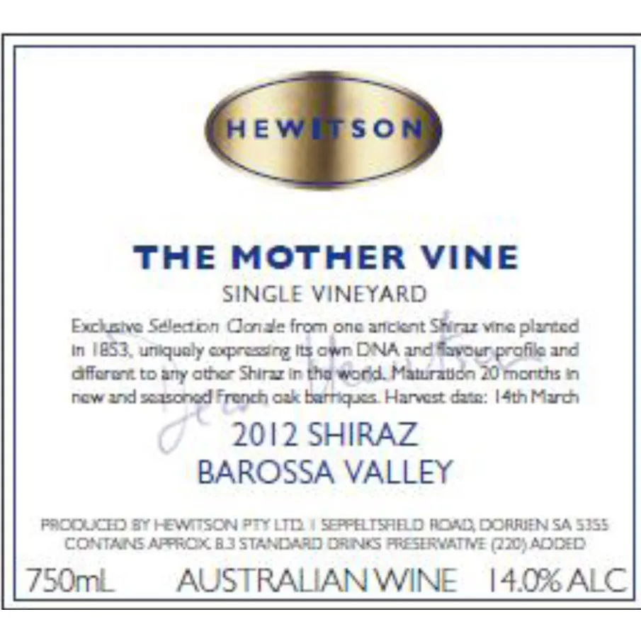 Mother Vine Shiraz Bottle