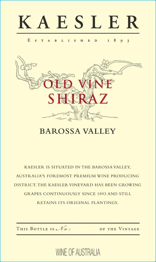 Barossa Valley Old Vine Shiraz Bottle