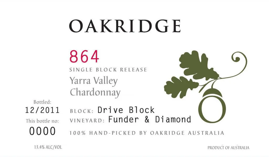 864 Drive Block Funder Diamond Vineyard Chardonnay Bottle