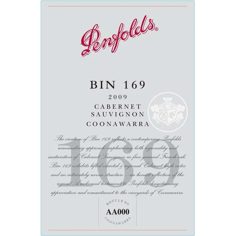 Bin 169 Coonawarra Cabernet Sauvignon Bottle