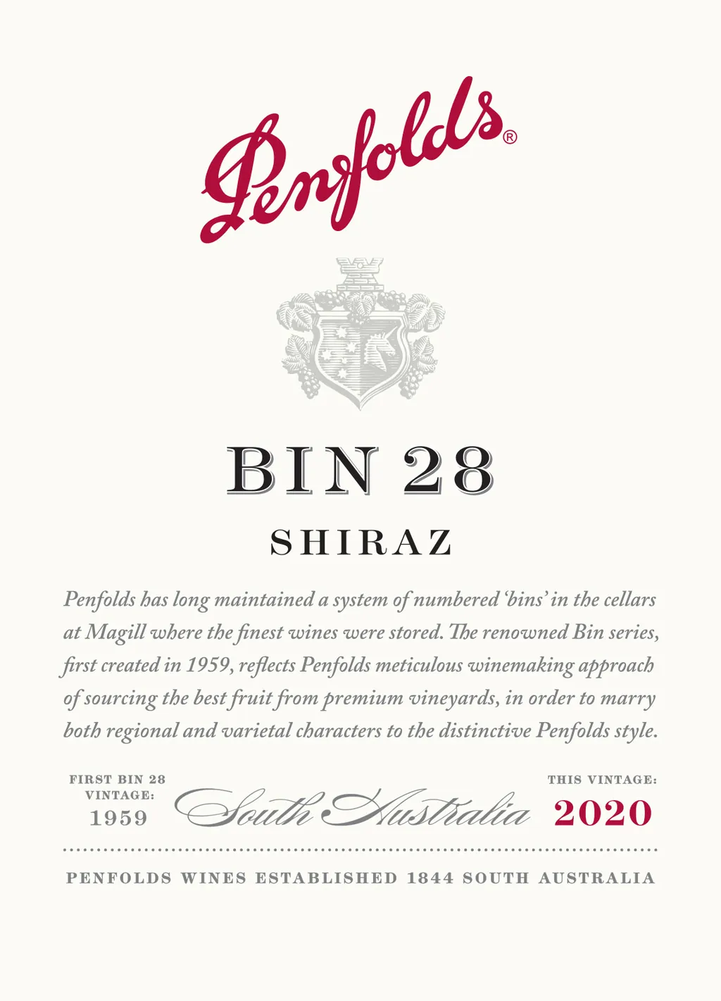 Bin 28 Shiraz Bottle