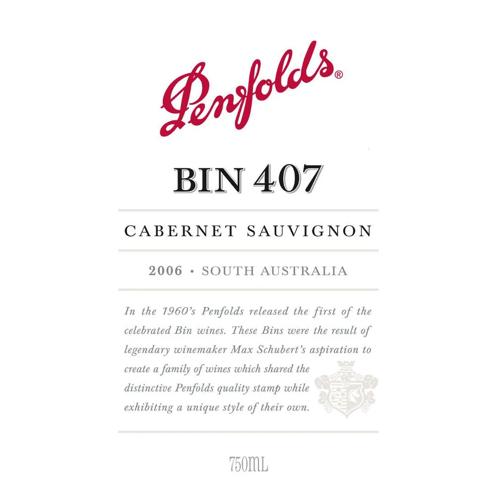 Bin 407 Cabernet Sauvignon Bottle