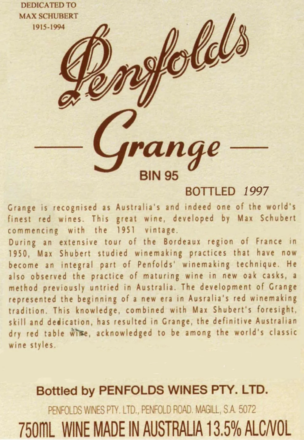 Grange Bin 95 Bottle