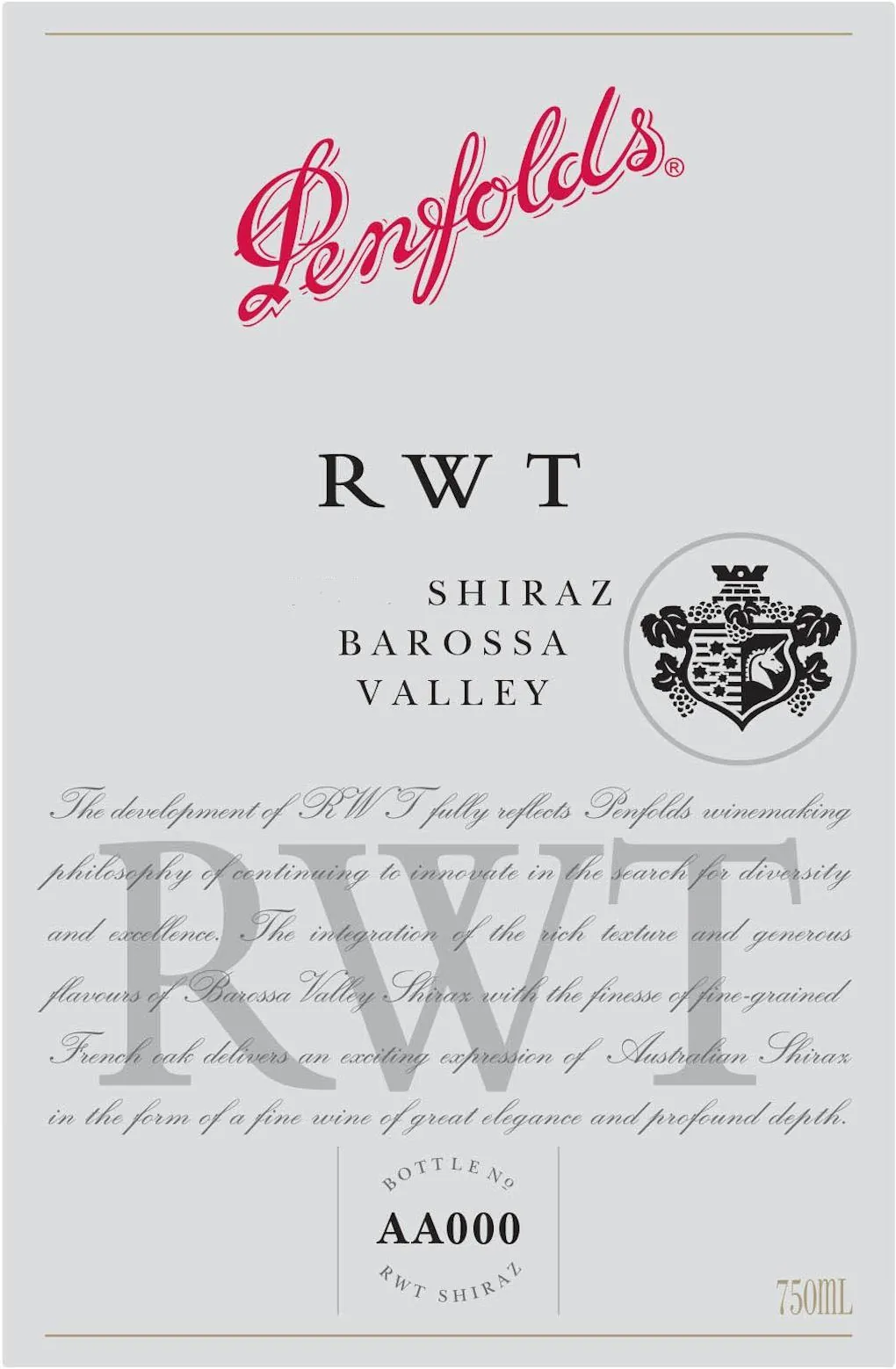 RWT Shiraz Bottle
