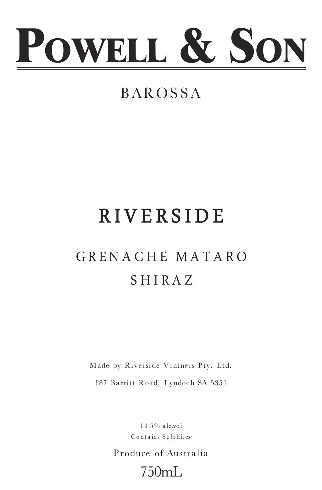 Riverside Grenache-Shiraz-Mataro Bottle