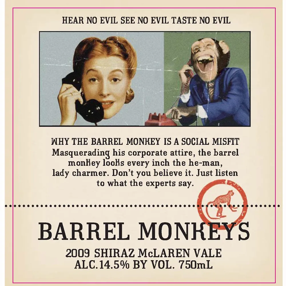 Barrel Monkeys Shiraz Bottle