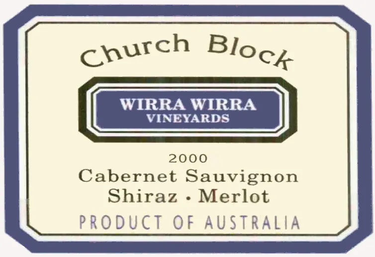 Church Block Cabernet Sauvignon Shiraz Merlot Bottle