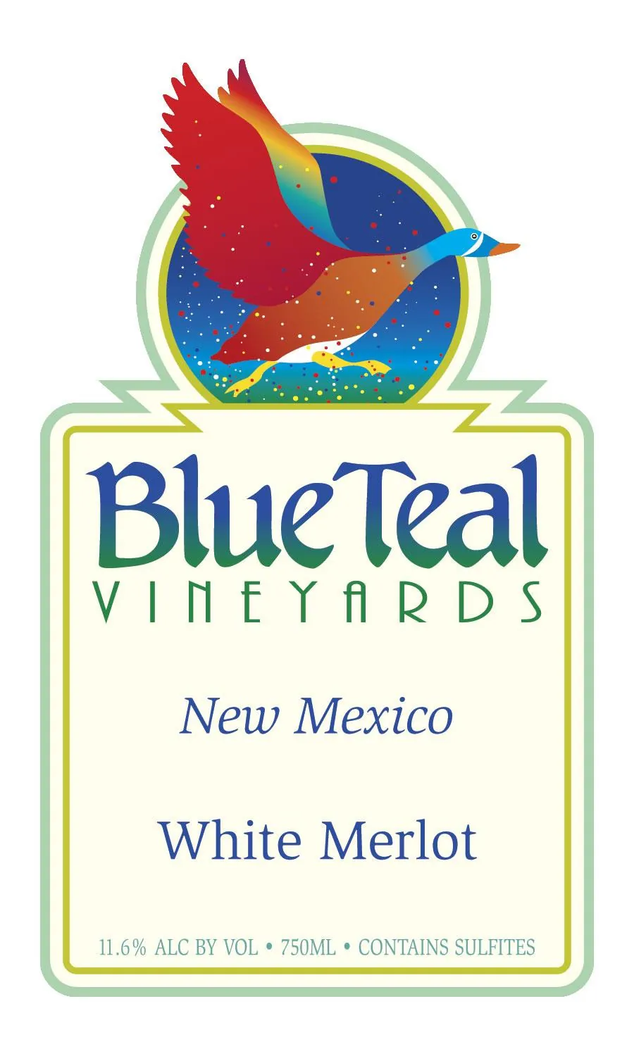 Blue Teal Vineyards White Merlot Bottle