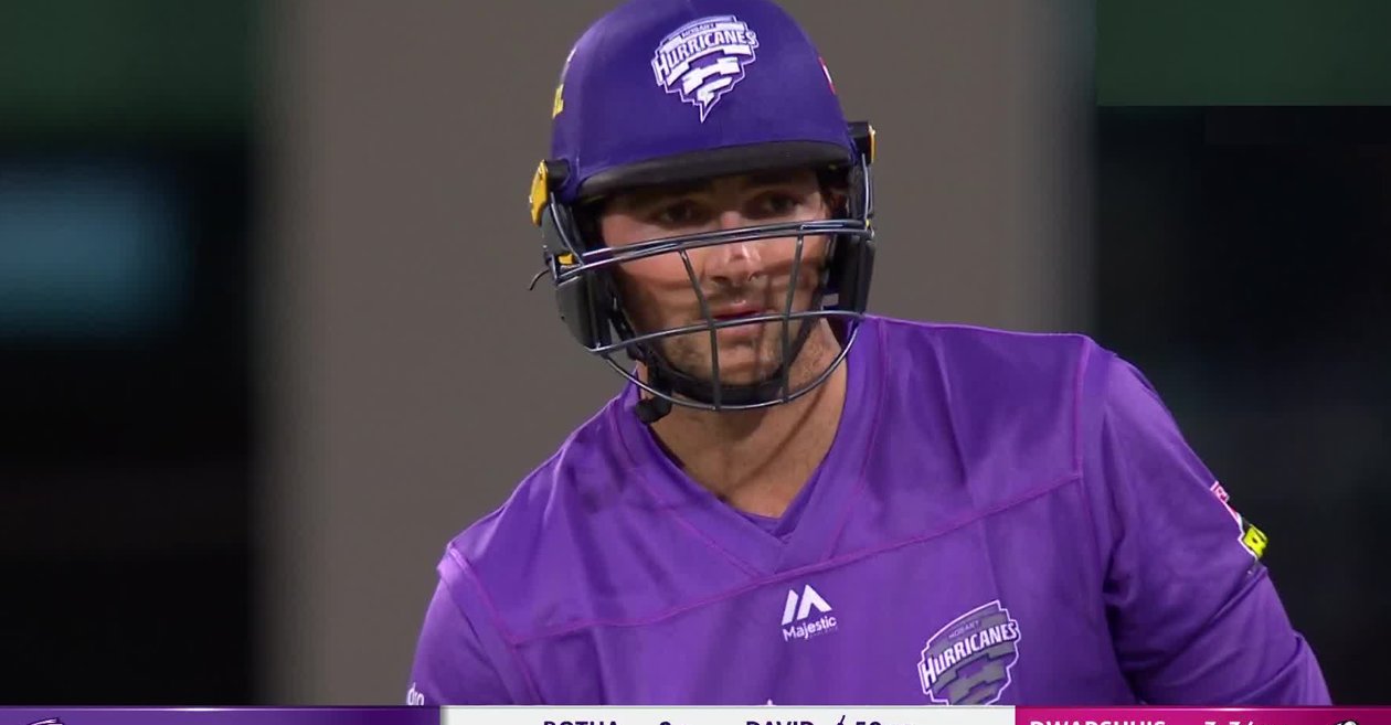 Watch | Tim David makes deliberate attempt of short-run, umpires reprimand Hobart Hurricanes