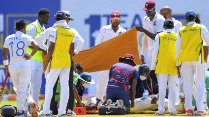 SL vs WI | Jeremy Solozano rushed to hospital after suffering blow to the head