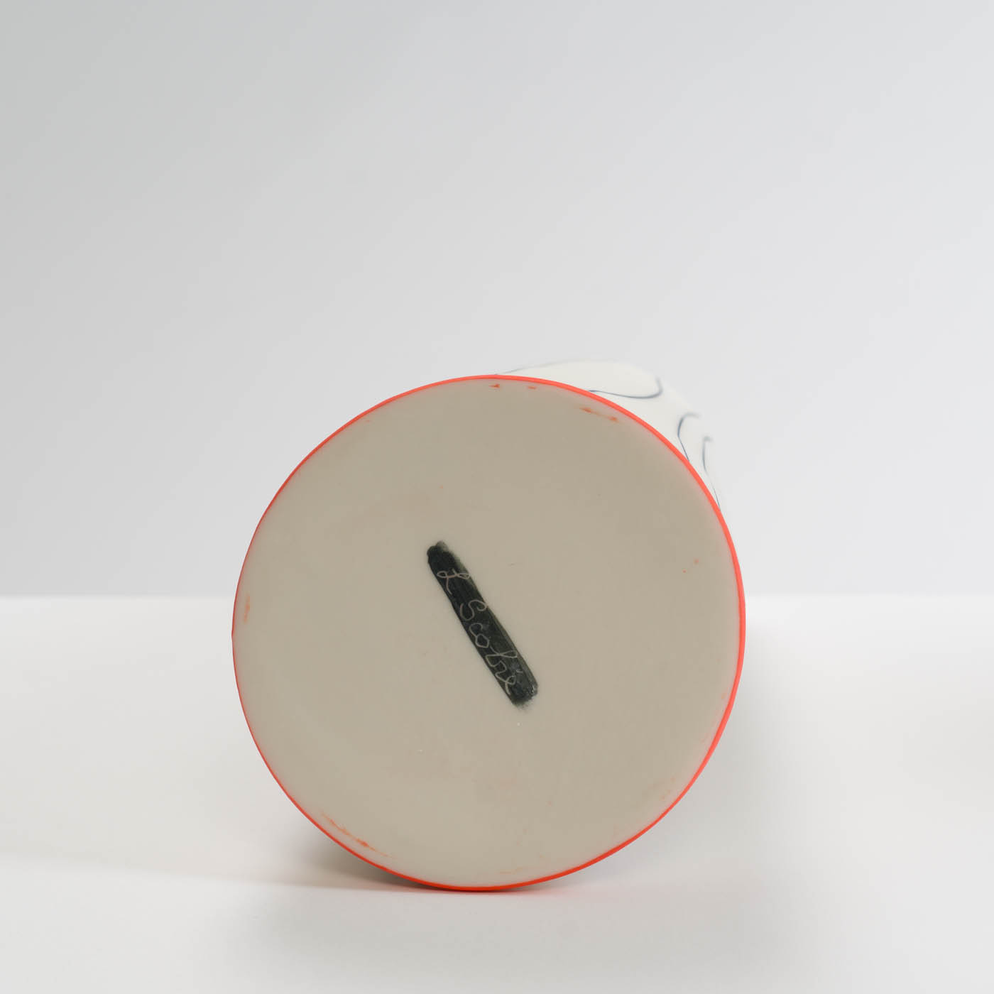 LS345Y722 Tilted Vessel with Deep Orange Interior