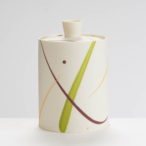 AT488Y533 Large Lidded Pot Burgundy Moss Splash