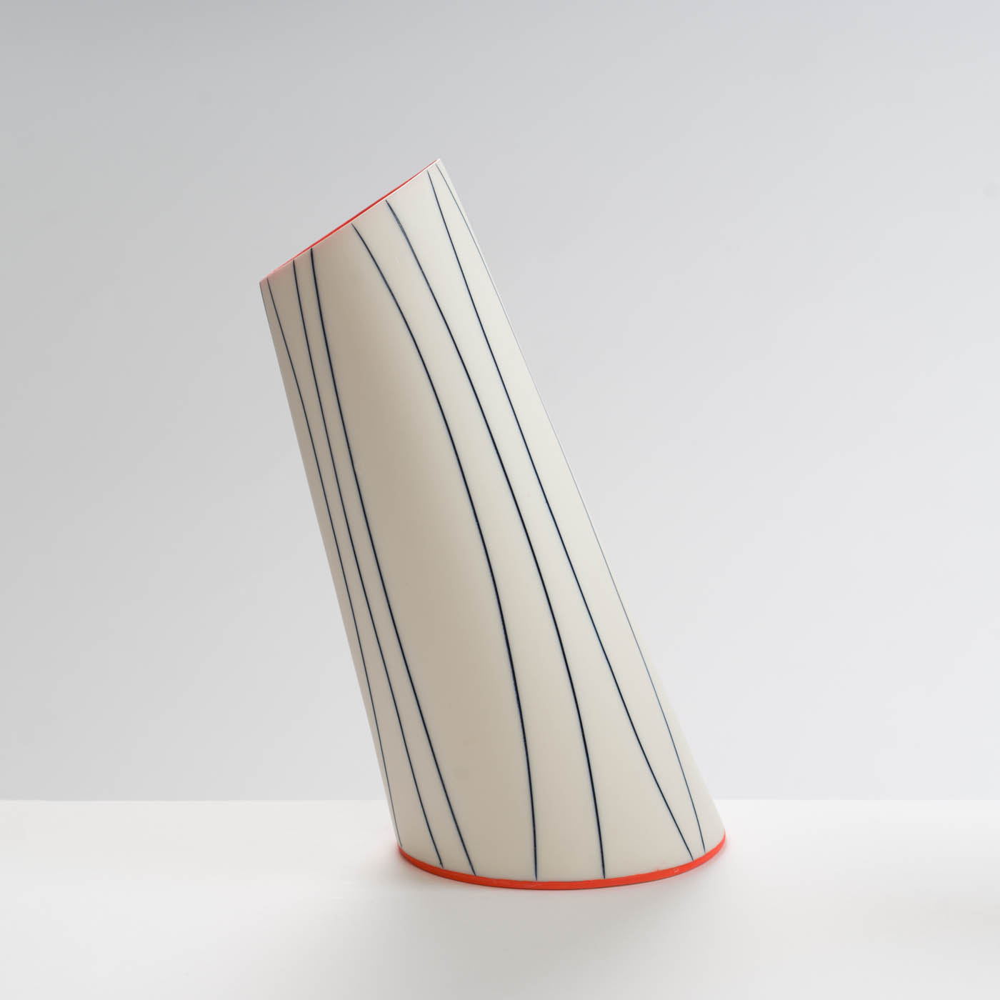 LS345Y722 Tilted Vessel with Deep Orange Interior