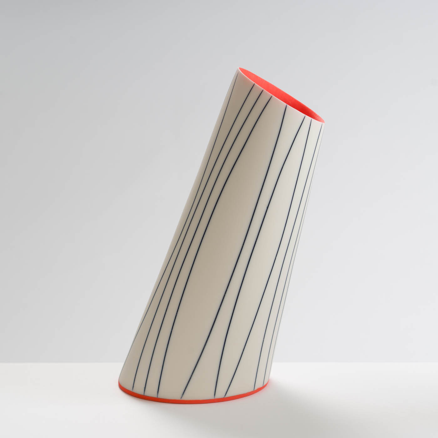 LS345Y722 Tilted Vessel with Deep Orange Interior