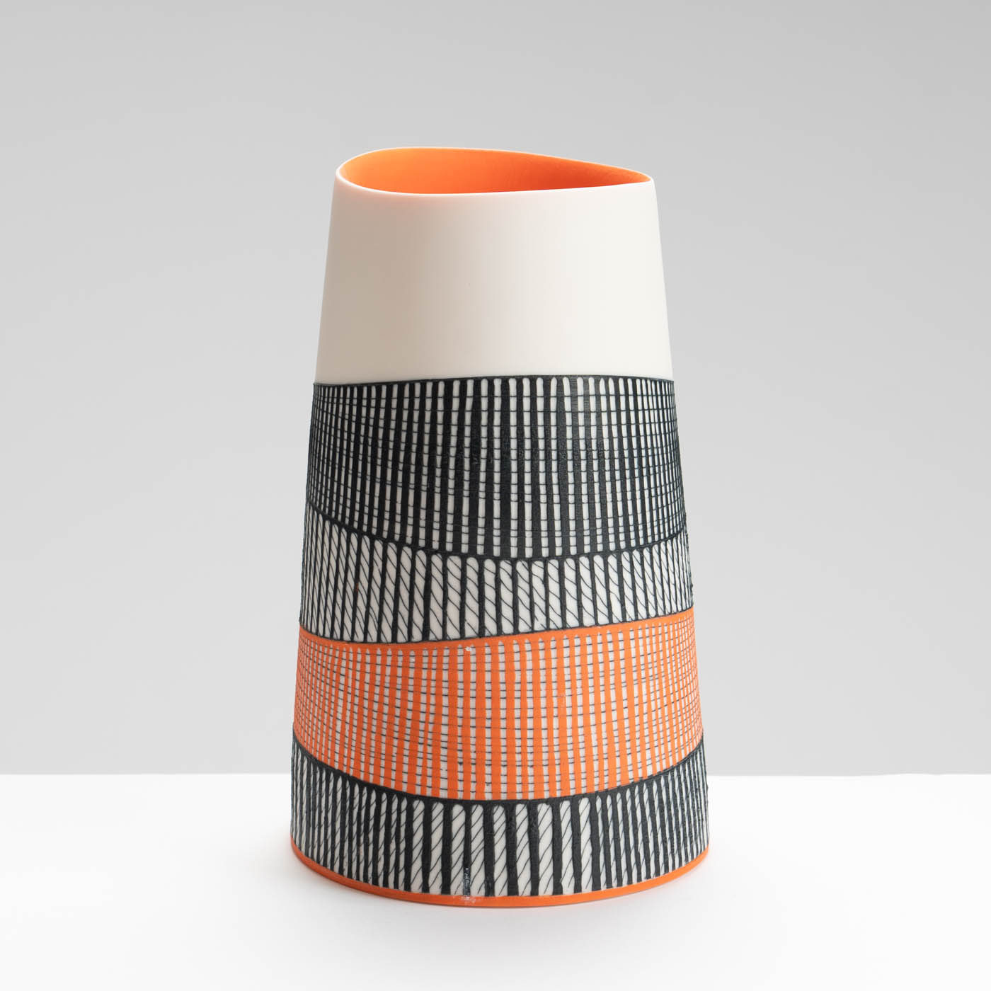 LS345Y735 Oval Vessel with Deep Orange Interior
