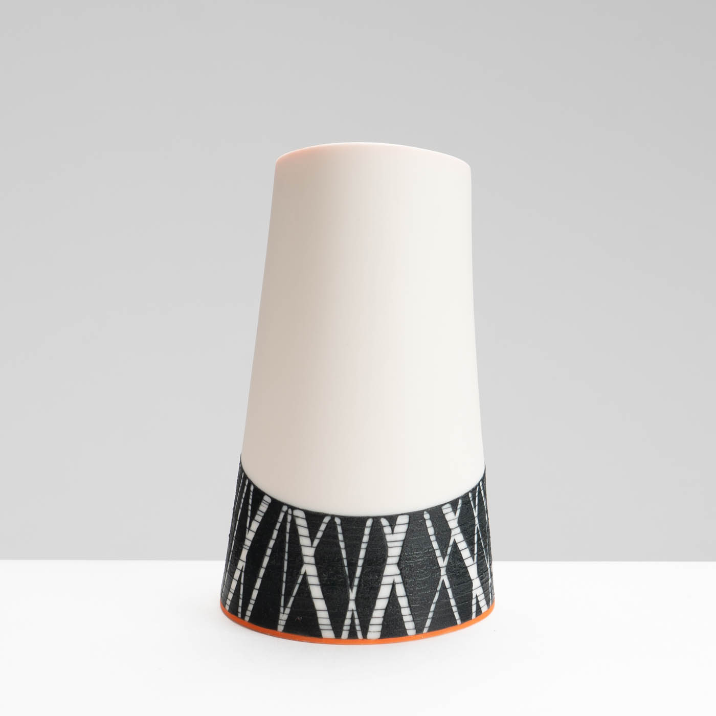 LS345Y755 Small Tilted Vessel with Deep Orange Interior