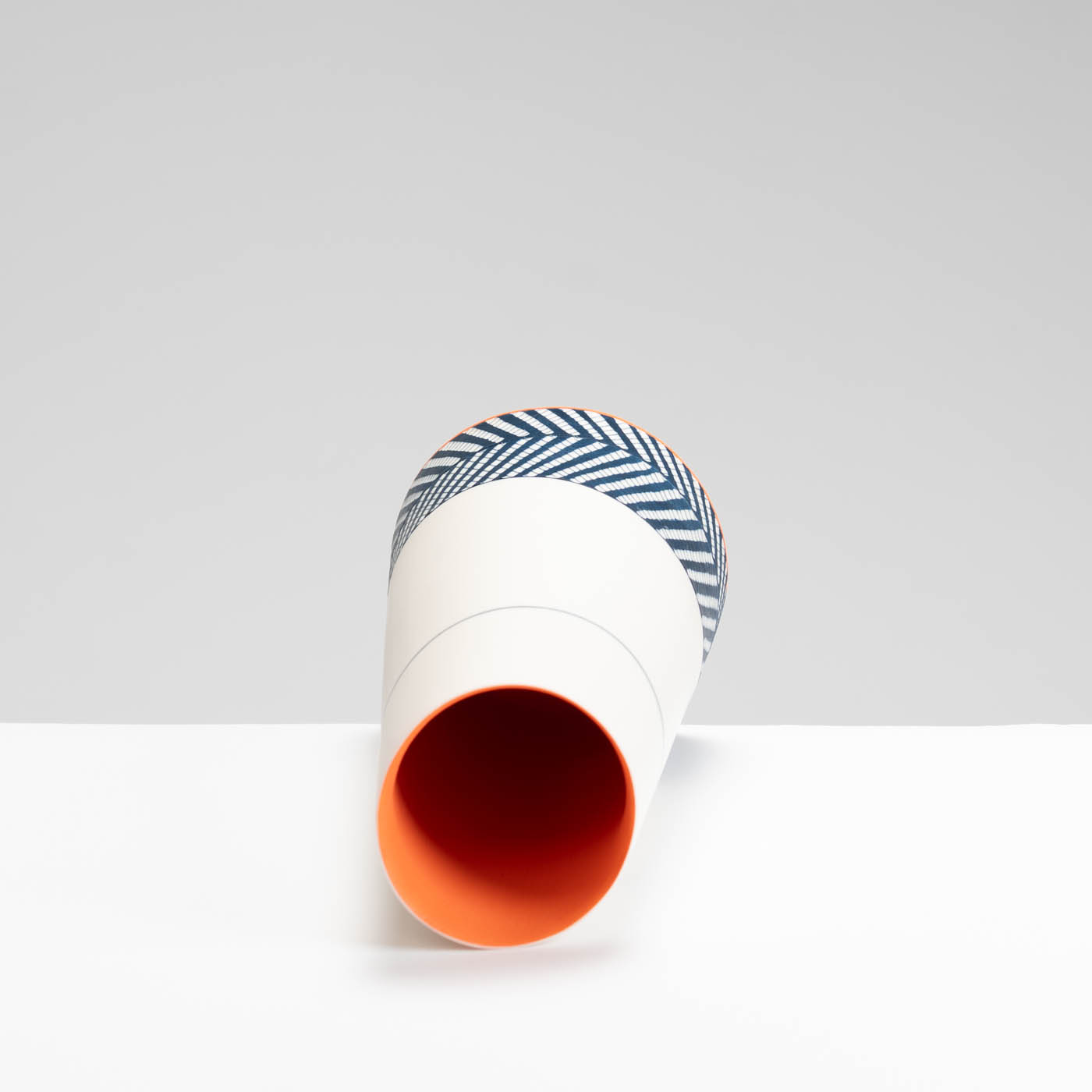 LS345Y744 Tilted Vase with Deep Orange Interior I