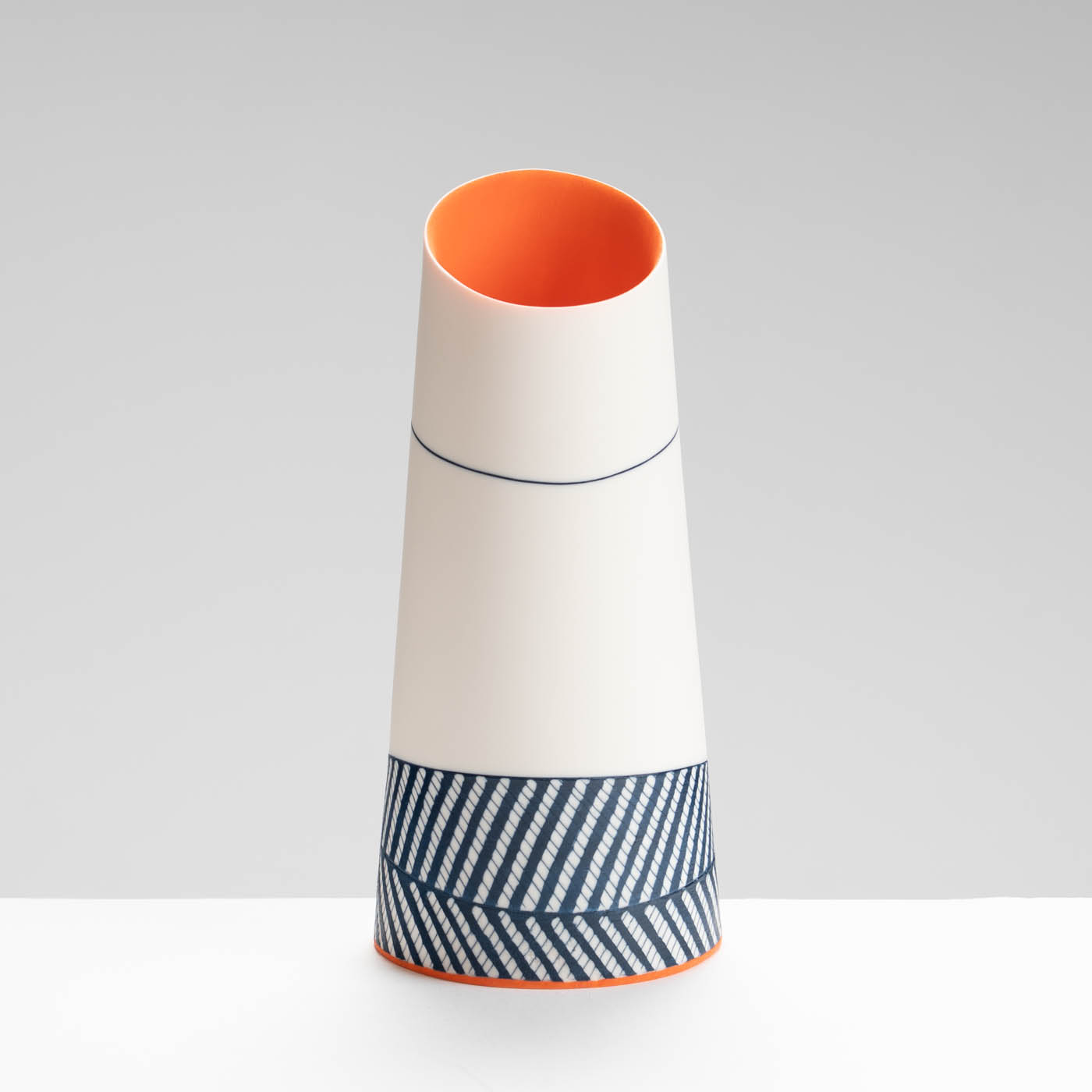 LS345Y744 Tilted Vase with Deep Orange Interior I