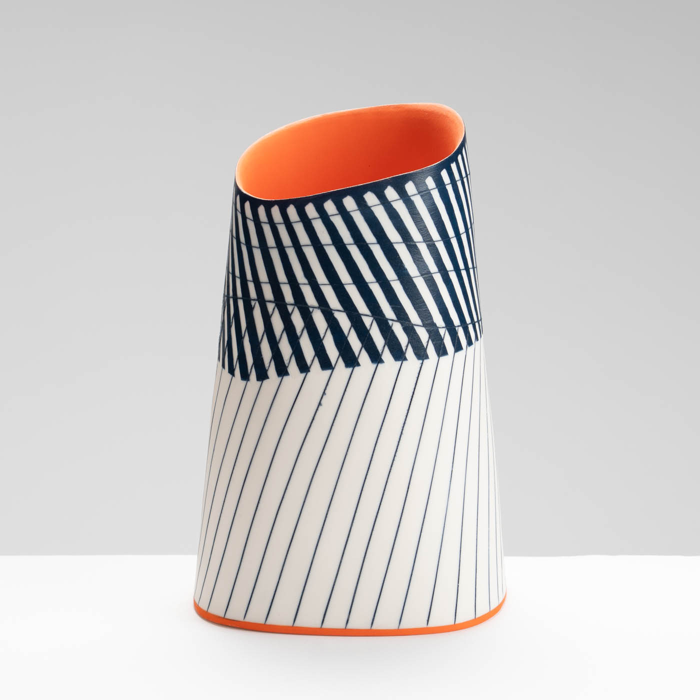 LS345Y776 Squared Vessel with Deep Orange Interior