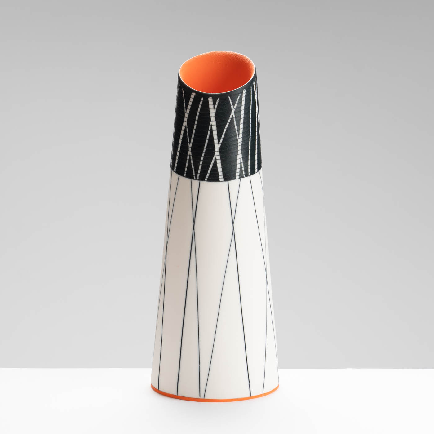 LS345Y738 Tall Vase with Deep Orange Interior II