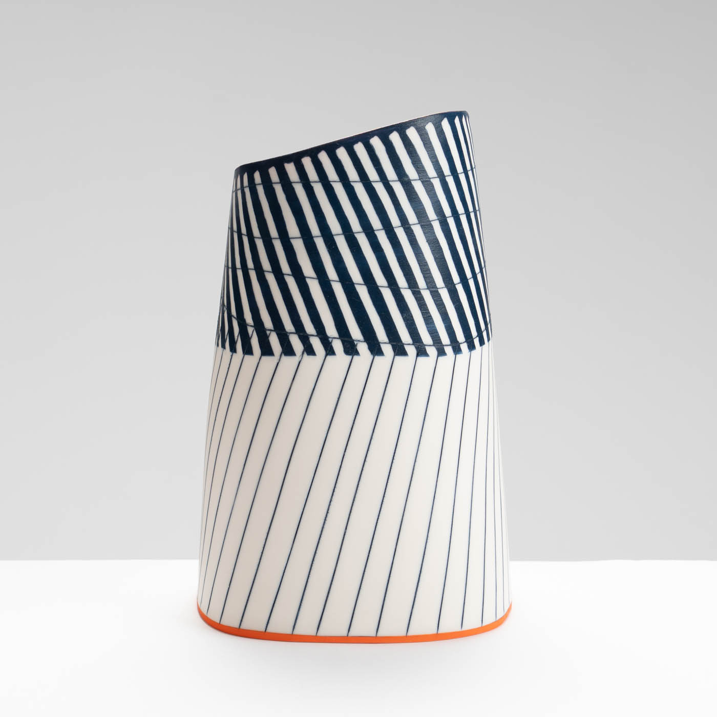 LS345Y776 Squared Vessel with Deep Orange Interior