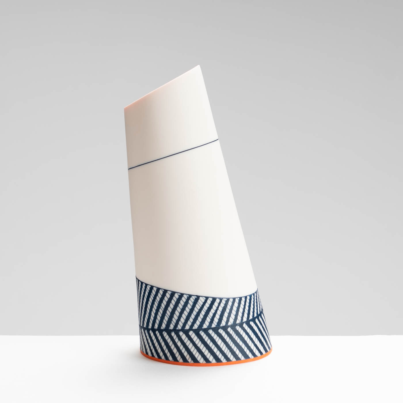 LS345Y744 Tilted Vase with Deep Orange Interior I