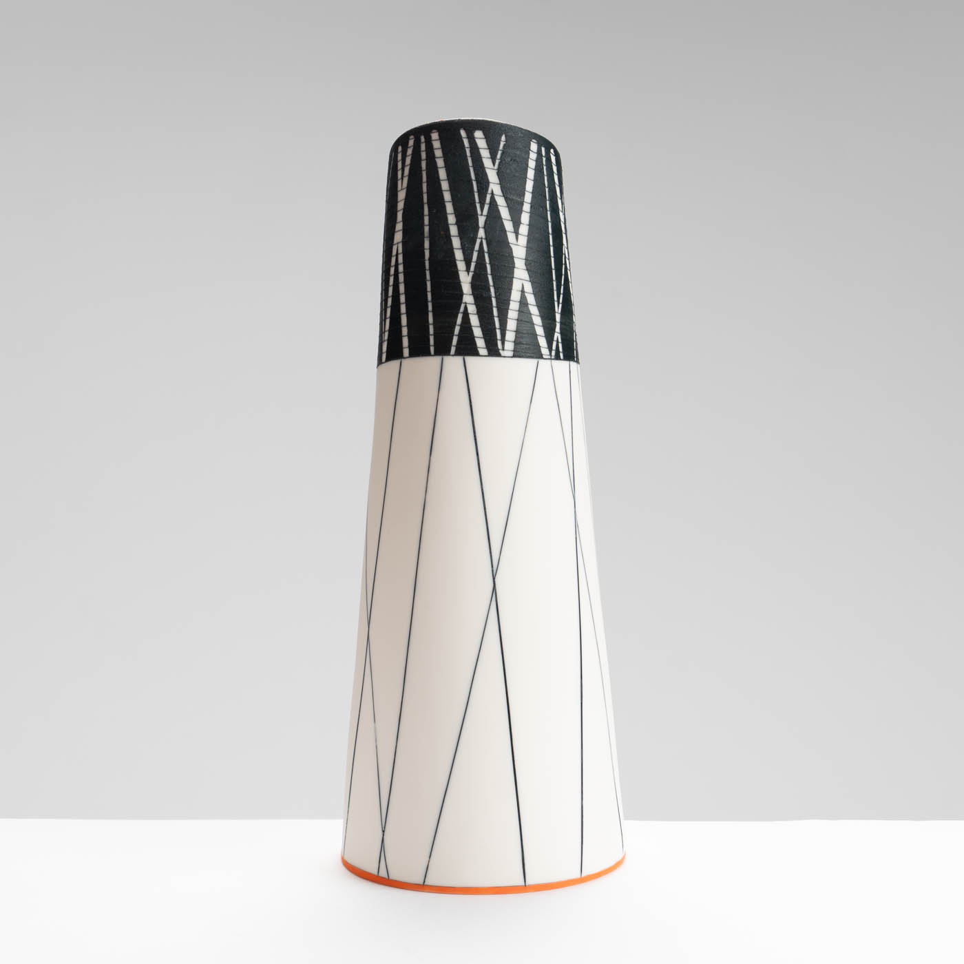 LS345Y738 Tall Vase with Deep Orange Interior II