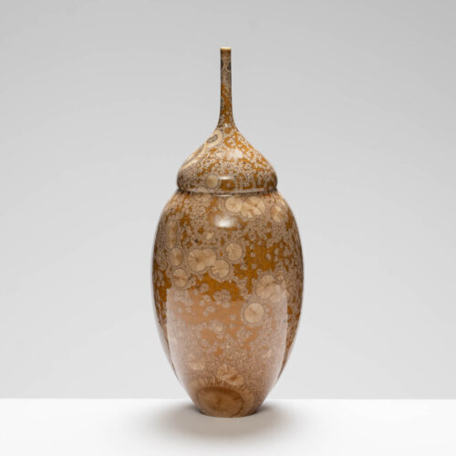 MH409Y137 Medium Narrow Neck Vase Yellow/Amber