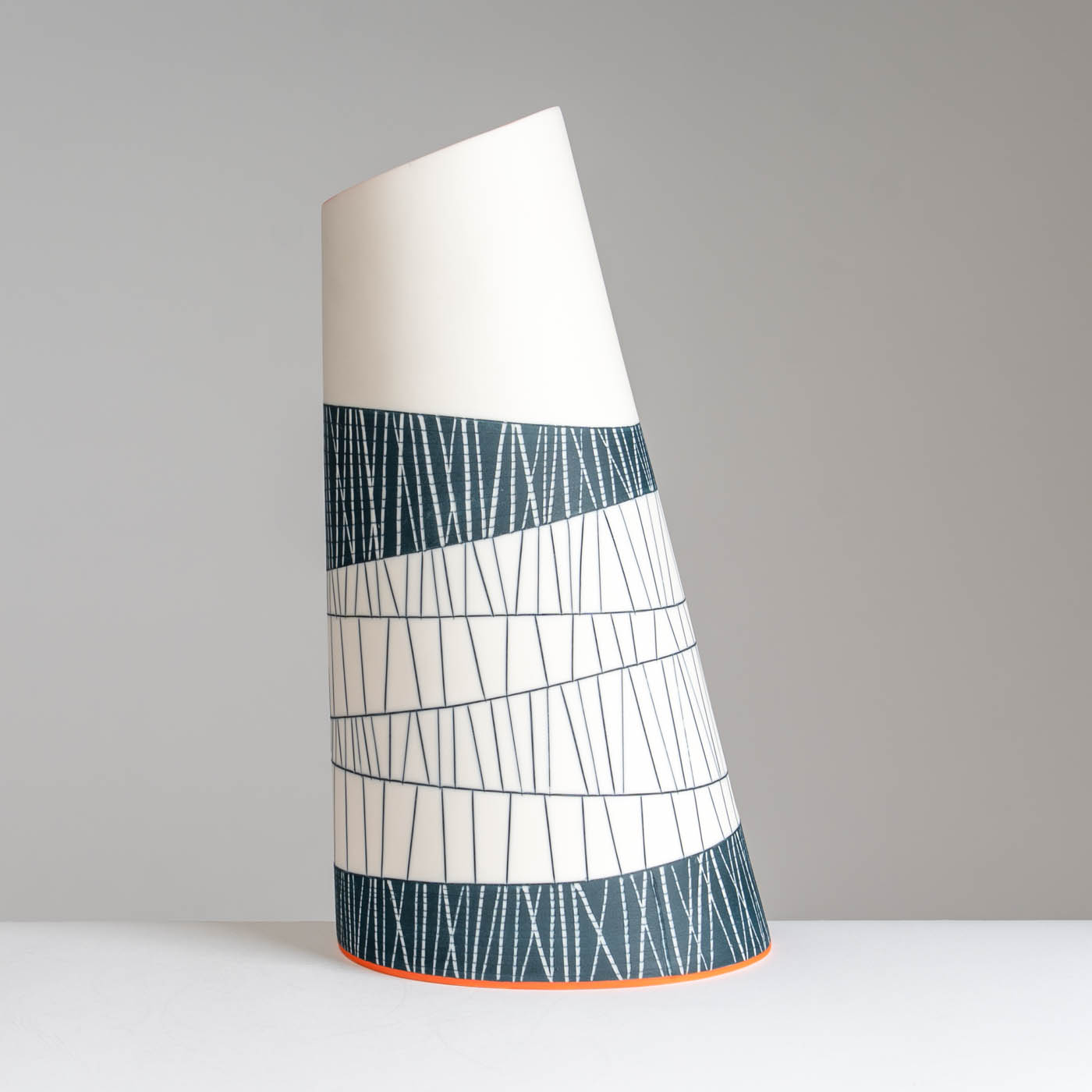 LS345Y754 Large Tilted Vessel with Deep Orange Interior