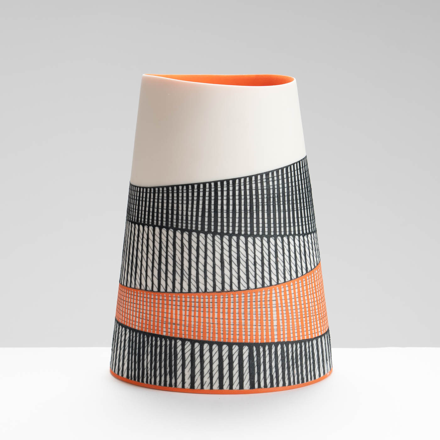 LS345Y735 Oval Vessel with Deep Orange Interior