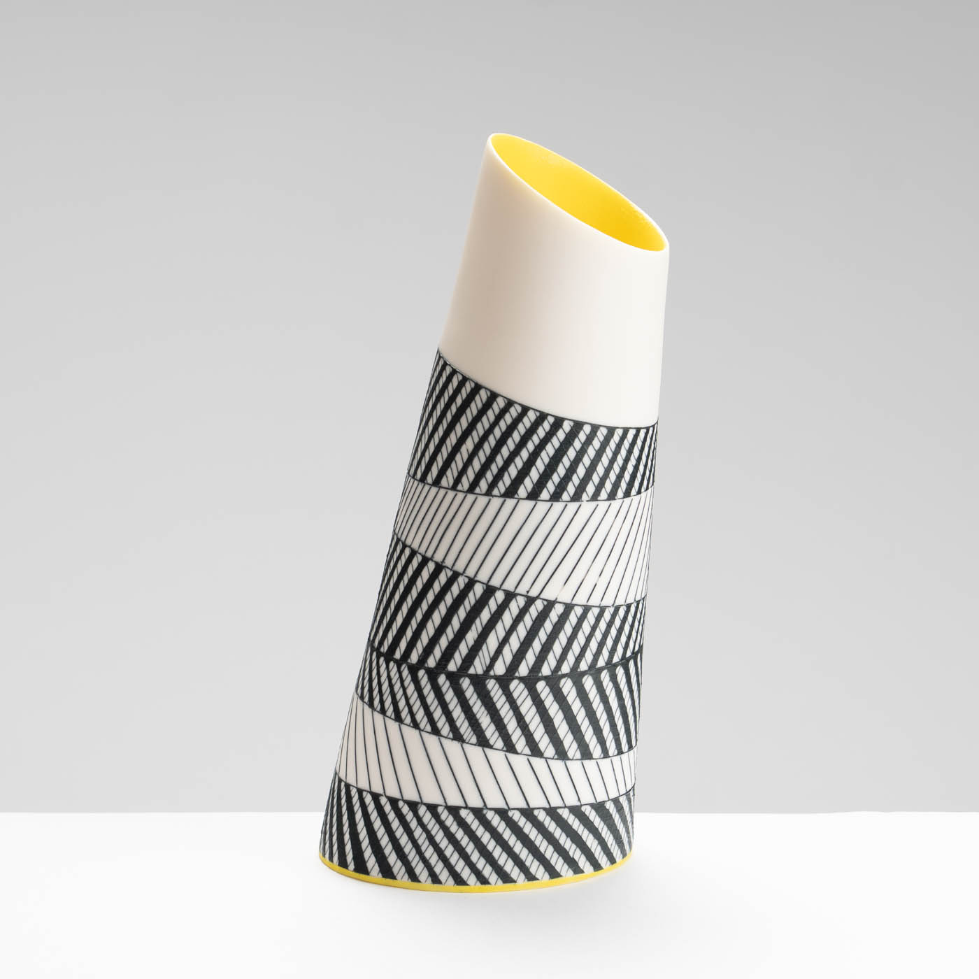 LS345Y743 Tilted Vase with Deep Yellow Interior