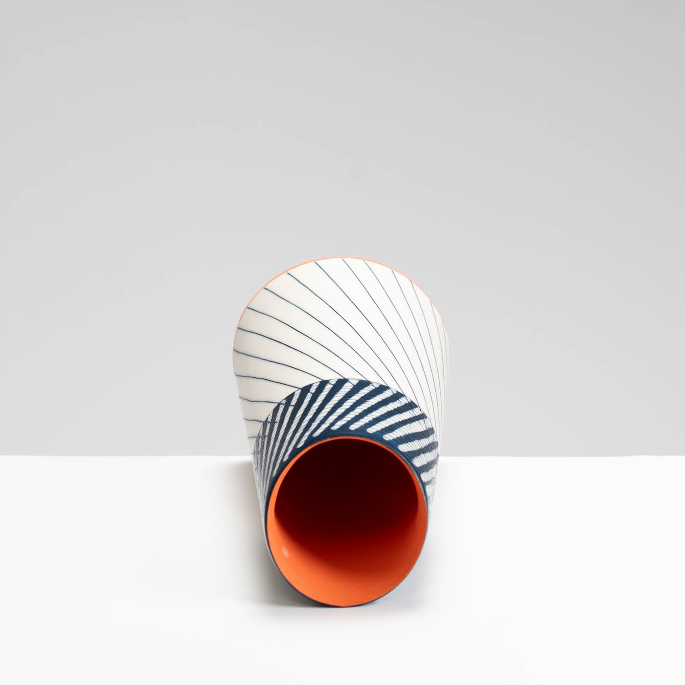 LS345Y745 Tilted Vase with Deep Orange Interior II