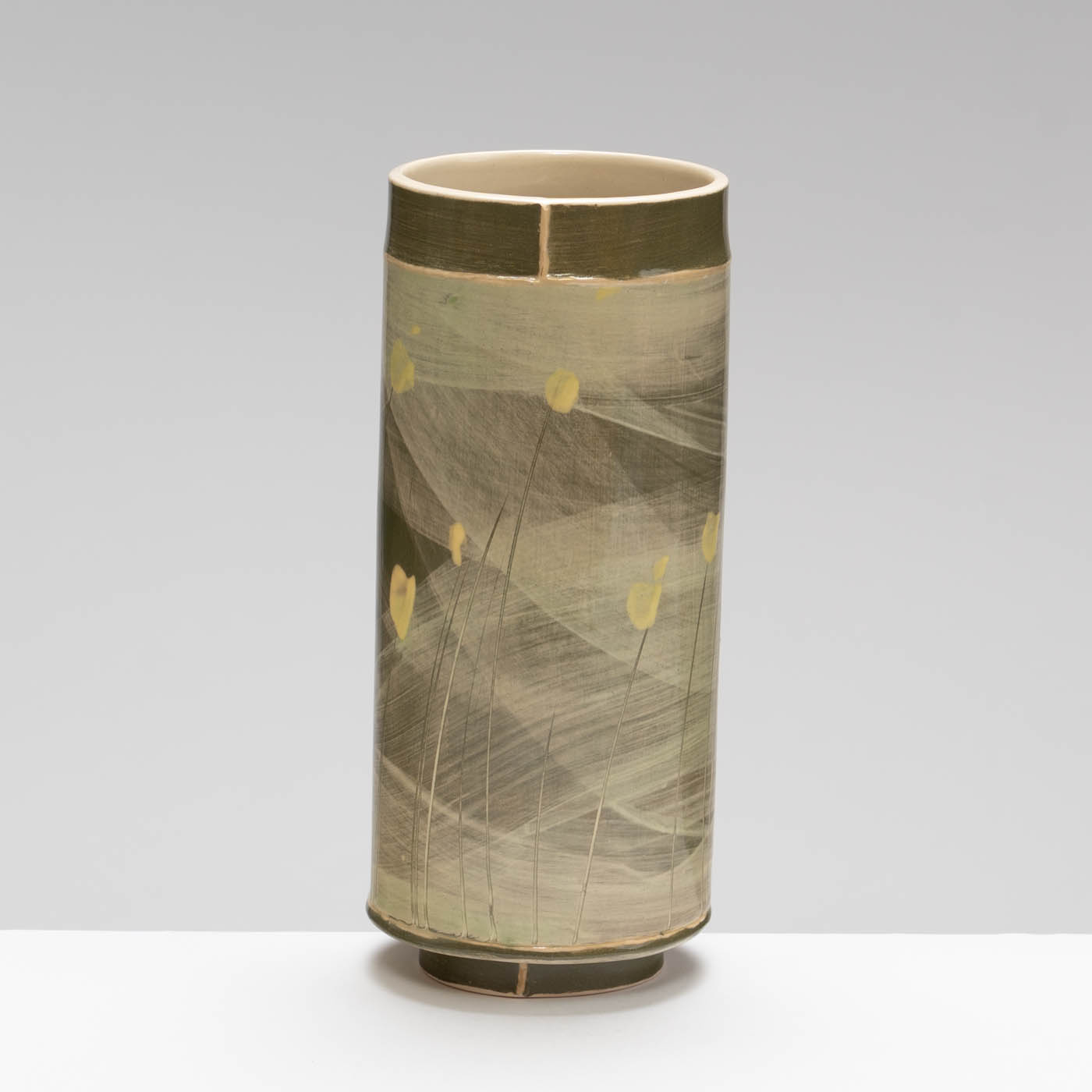EW485Y45 Mid Vase in Forest Green with Yellow