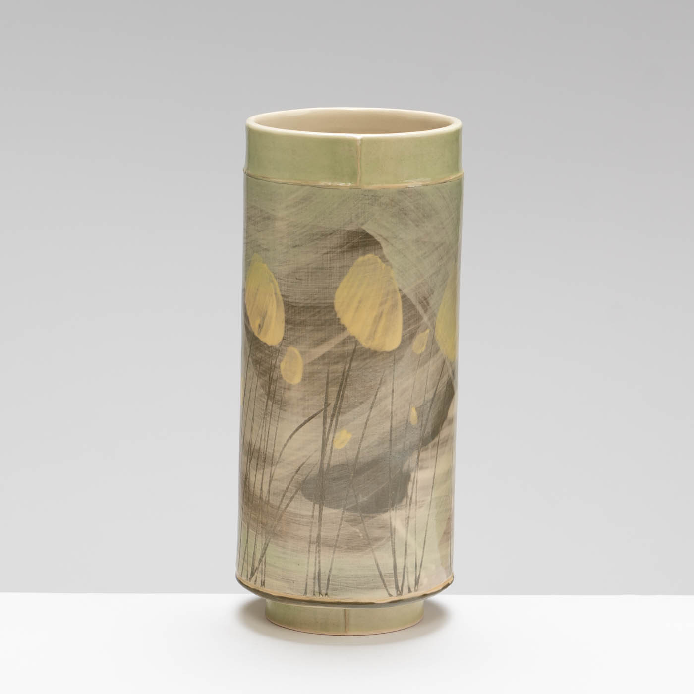 EW485Y41 Slim Vase in Green with Yellow