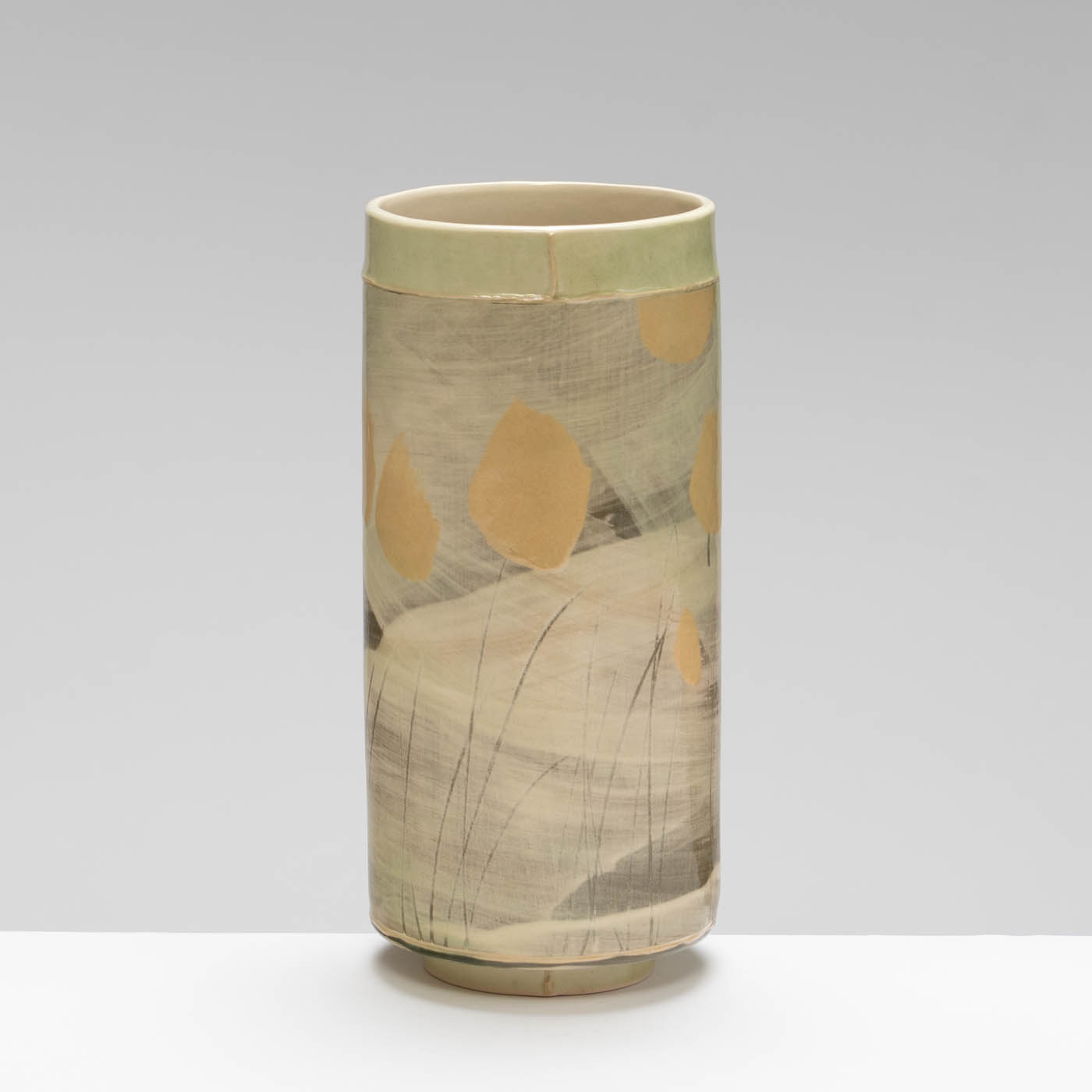EW485Y43 Slim Vase in Green with Orange
