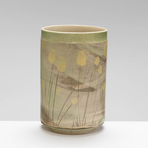 EW485Y39 Vase in Green with Lemon Yellow