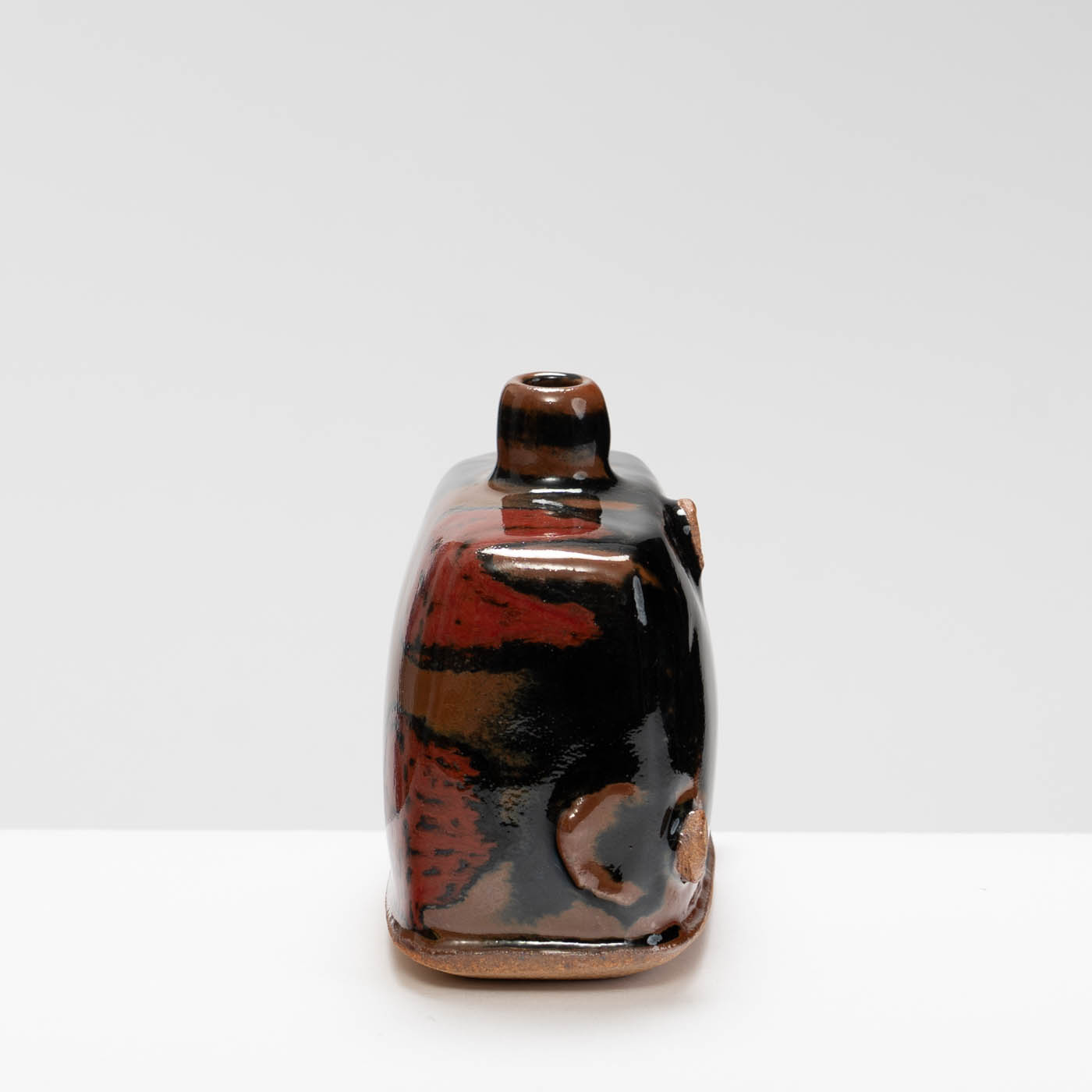 JH341Y89 Red/Tenmoku/Kaki Vase