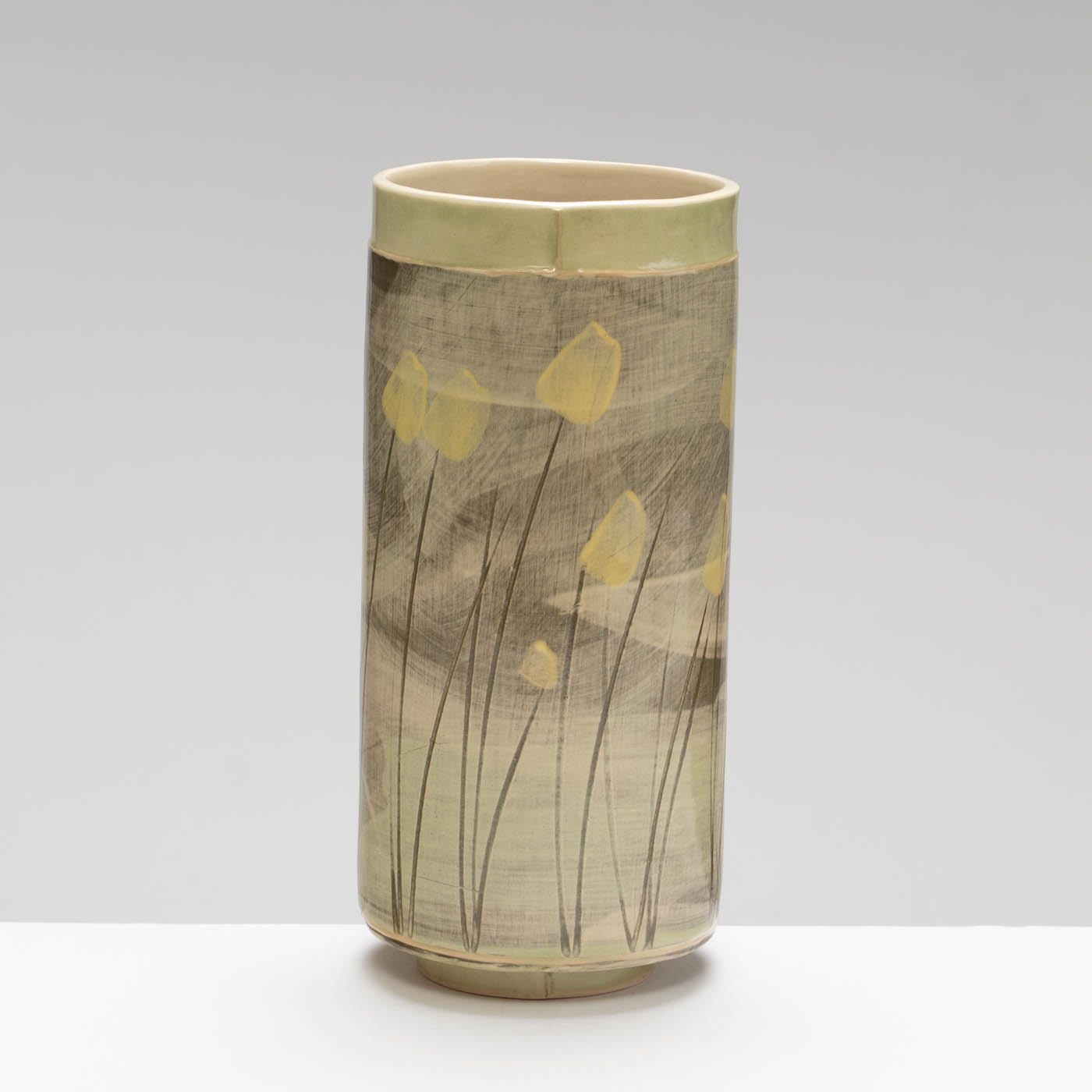 EW485Y40 Slim Vase in Green with Yellow