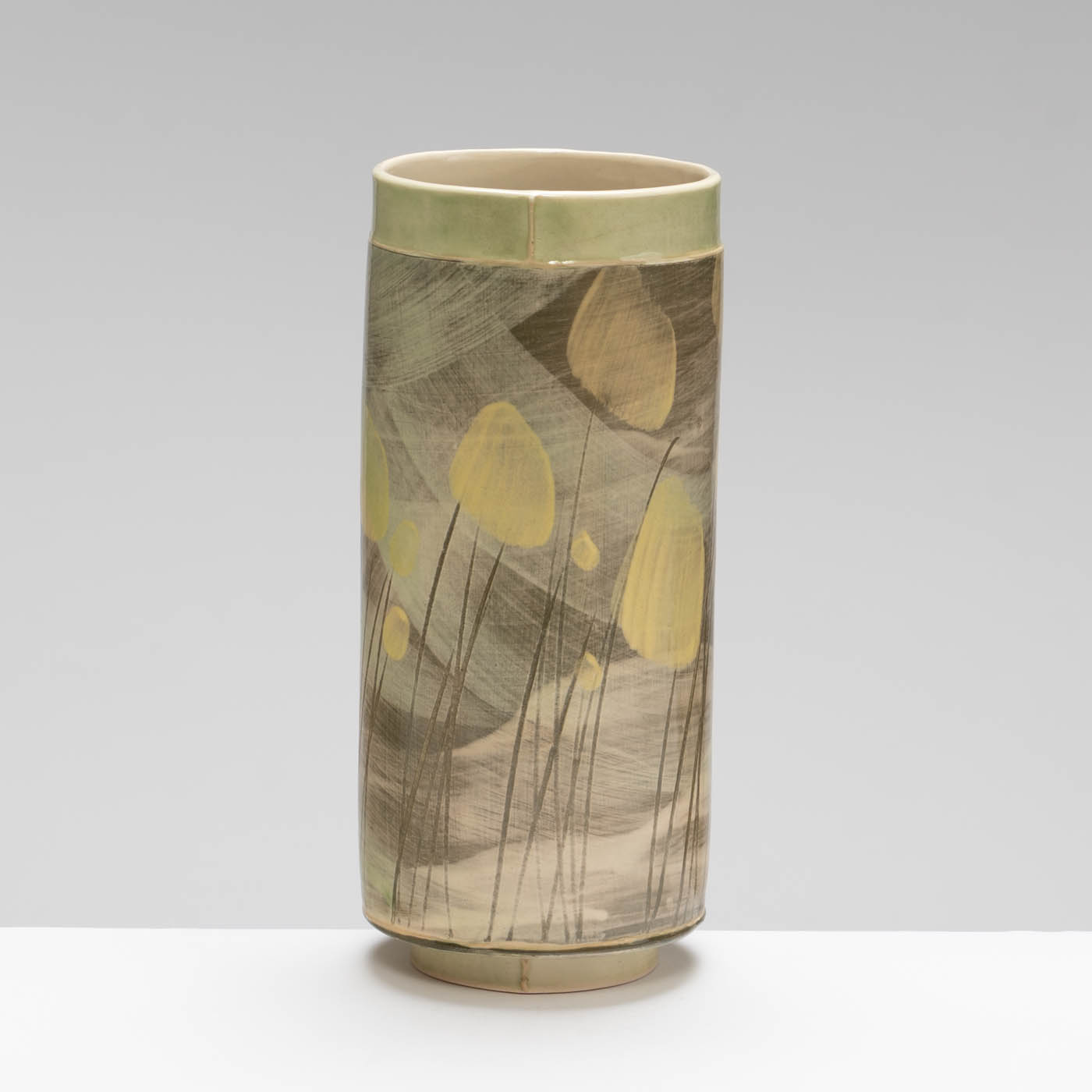 EW485Y42 Slim Vase in Green with Yellow