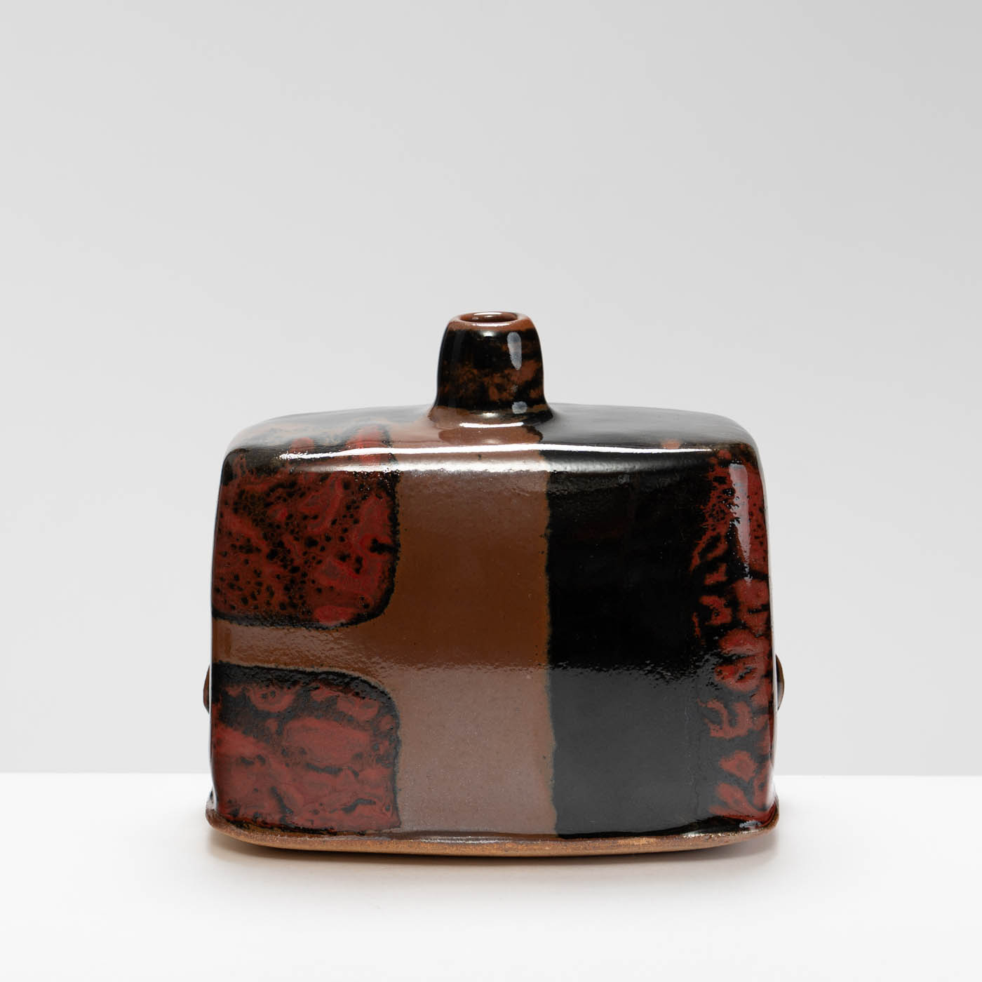 JH341Y87 Red/Tenmoku/Kaki Vase