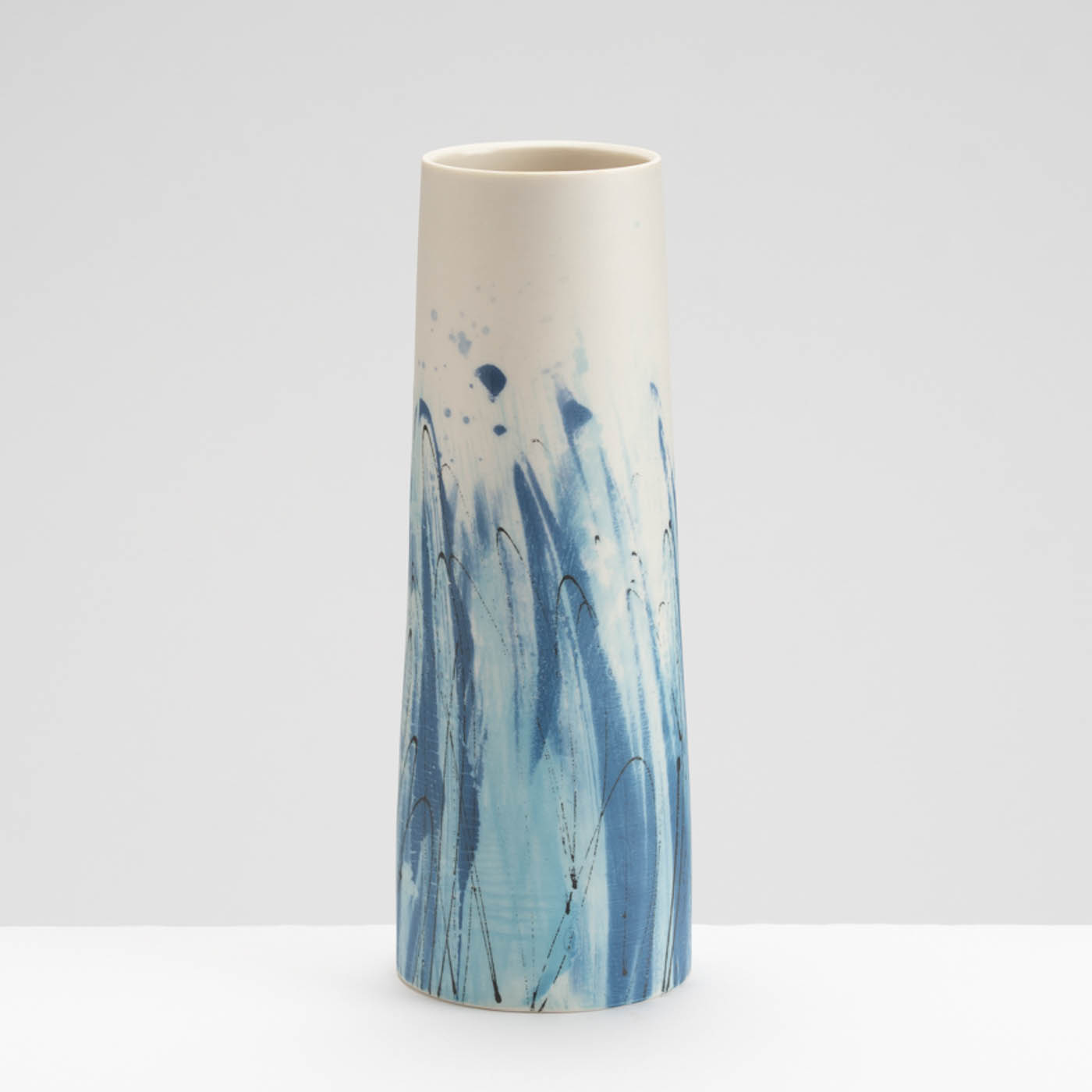 AT488Y557 Cylinder Vase Blue Turquoise Monoprint