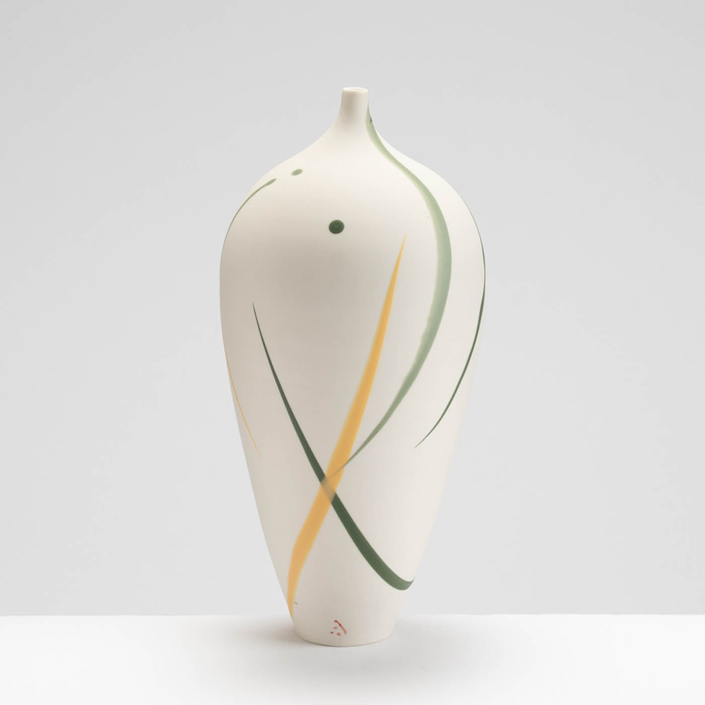AT488Y565 Wide Bottle Vase Yellow/Green Splash