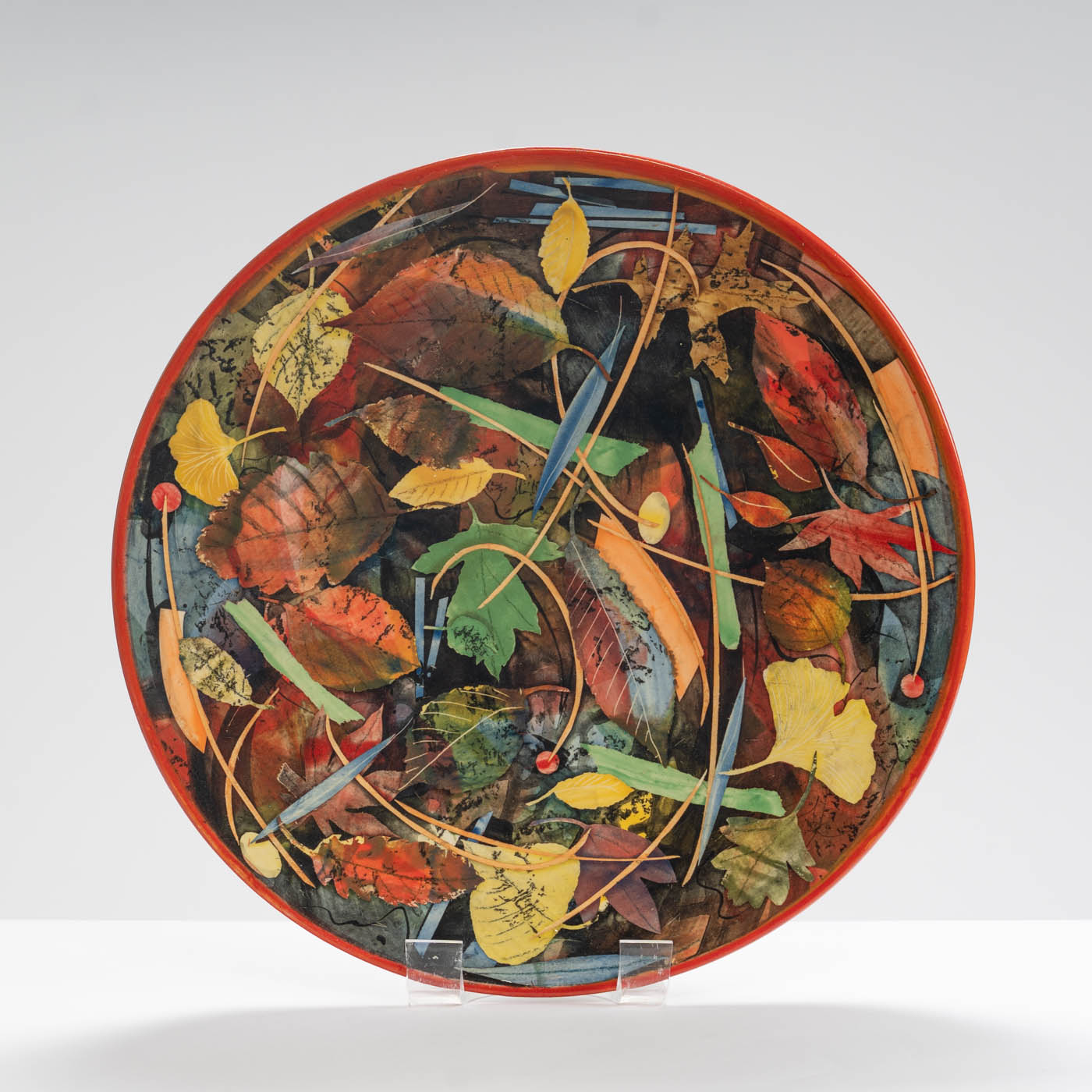 SM242Y1060 Large Dish - Multi-coloured leaves and stalks