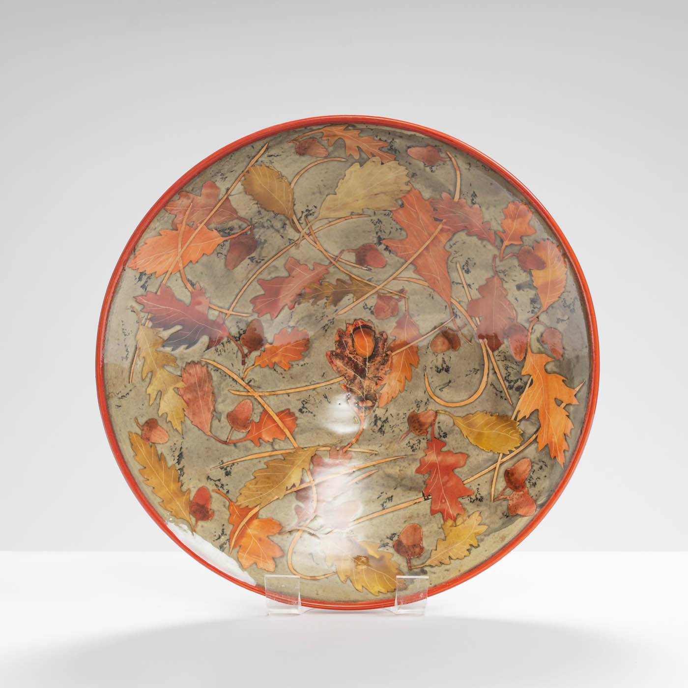 SM242Y1008 Large Bowl - Autumn oak leaves and acorns